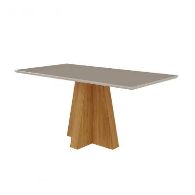 Conjunto Sala De Jantar 160x80 Tampo Mdf/vidro 6 Cadeiras Tais Cimol Nature/offwhite/joli