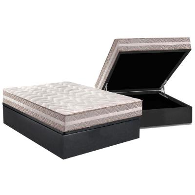 Cama Box Baú Casal: Colchão Anatômico Paropas D33 / AG65 Confort + Base CRC Suede Gray(138x188)