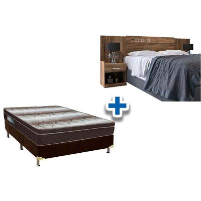 Cama Box Casal Crc + Colchão Ortopédico Light Ortobom + Cabeceira Plus Demolição
