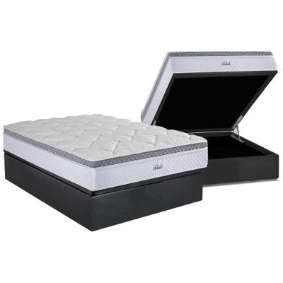 Cama Box Baú Casal: Colchão Molas Herval MasterPocket Ensacadas Toledo + Base CRC Suede Gray(138x188)
