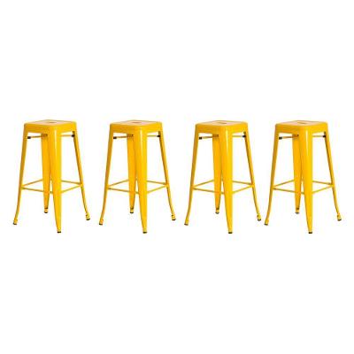 4 Banquetas Tolix Iron Design Industrial Amarela 76 Cm Aço