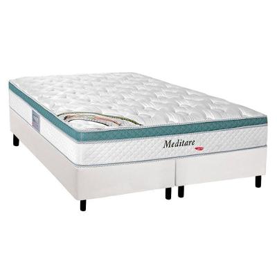 Cama Box Queen: Colchão Molas Ensacadas Herval MasterPocket Meditare + Base CRC Courano White(158x198)