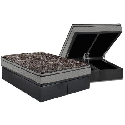 Cama Box Baú Casal: Colchão Espuma Paropas D28 / EP Confort Firme + Base CRC Suede Gray(138x188)