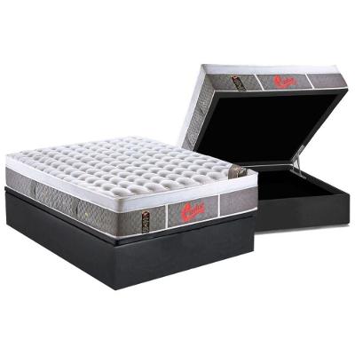 Cama Box Baú Casal: Colchão Molas Ensacadas Castor Pocket Light Stress Oxygen New Plush Visco + Base CRC Suede Gray(138x188)