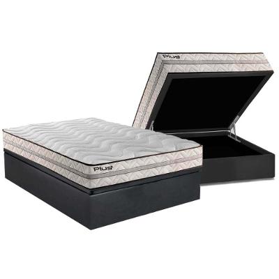 Cama Box Baú Casal: Colchão Espuma D33 Paropas Pasquale Plus + Base CRC Suede Gray(138x188)