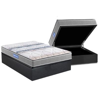 Cama Box Baú Casal: Colchão Espuma D45 Probel Guarda Costas + Base CRC Suede Gray(138x188)