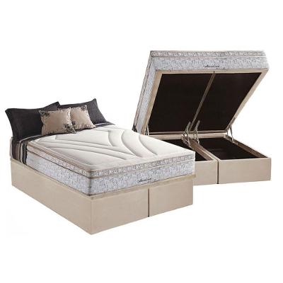 Cama Box Baú King: Colchão Molas Herval Maxspring American + Base CRC Suede Clean(193x203)