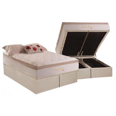Cama Box Baú King: Colchão Molas MasterPocket Ensacadas Herval   Pallace Bambu Plus + Base CRC Suede Clean(193x203)