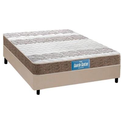 Cama Box Casal: Colchão Espuma Probel D33/EP Guarda Costas Próintense Double Face + Base CRC Courano Clean(138x188)