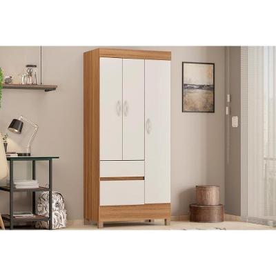 Guarda Roupa 3 Portas  e 2 Gavetas Wind Amêndola/Off White - Demóbile