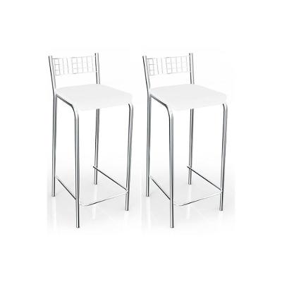 Banqueta Sala de Jantar Gênova 2B705CR Kit 2 Un Níquel/Courano Branco - Kappesberg