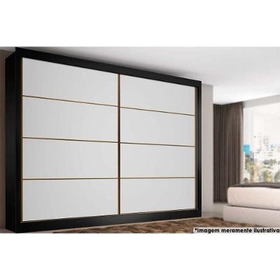 Guarda Roupa 2 Portas  de Correr e 6 Gavetas Sevilha Branco/Preto - Europa