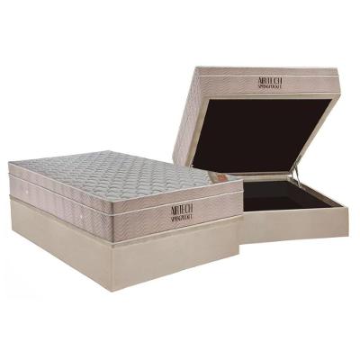 Cama Box Baú Casal: Colchão Molas SuperPocket Ensacadas Ortobom  Fort Airtech Spring + Base CRC Suede Clean(138x188)