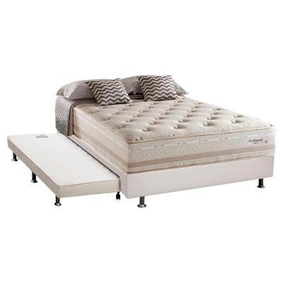 Cama Box c/Auxiliar Casal: Colchão Herval Maxspring Scotland + Base CRC Courano Branco(138x188)
