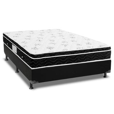 Cama Box Casal: Colchão Molas Bonnel Ortobom Nanolastic Physical Spring + Base CRC Courano Black(138x188)