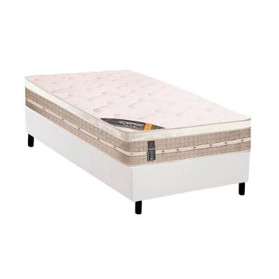 Cama Box Solteiro: Colchão Molas Bonnel Castor Tecnopedic Premium + Base CRC Suede White(88x188)