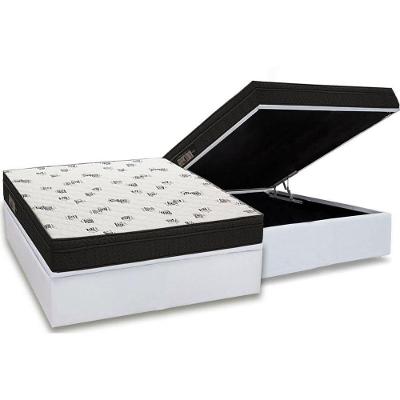 Cama Box Baú Casal: Colchão Espuma Ortobom D45 Light Saúde OrtoPillow + Base CRC Courano White(138x188)