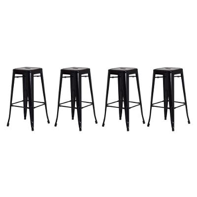 4 Banquetas Tolix Iron Design Industrial Preta 76 Cm Aço