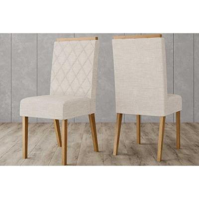 Cadeira Sala De Jantar Nina Kit 2 Un Nature-veludo Light Linho - Henn