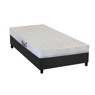 Cama Box Solteiro: Colchão Espuma Herval AG65 Frontier + Base CRC Suede Gray(88x188)