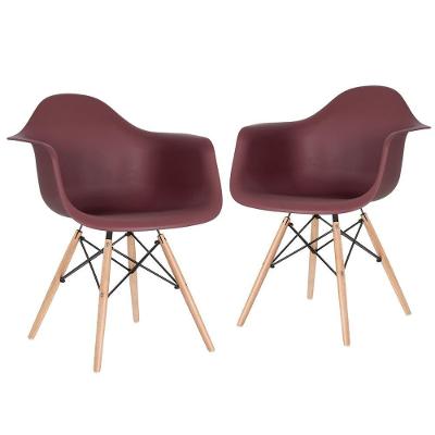 Kit 2 Cadeiras Charles Eames Eiffel Daw Com Braços E Pés De Madeira Clara Marrom