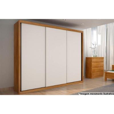 Guarda Roupa Casal 3 Portas de Correr e 6 Gavetas Paradizzo Gold Freijó Cumaru/Branco - Novo Horizonte