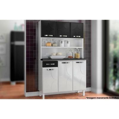 Cozinha Compacta Rubi Smart c/ 6 Portas e 1 Gaveta 105cm Branco/Preto - Telasul