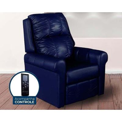 Poltrona Reclinável p/ Sala MH 1216 Two Way c/ Massagem Courano Azul Marinho - Herval