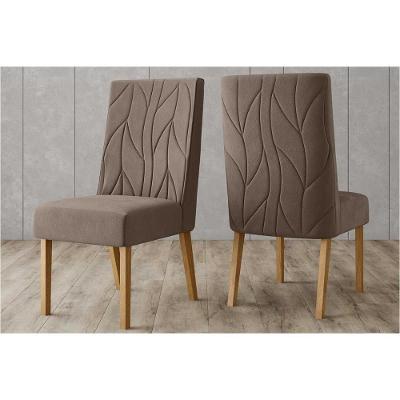 Kit 2 Cadeiras Sala Jantar Eloá 2 Un Nature/Veludo Light Marrom Amêndoa - Henn
