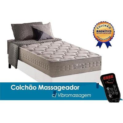 Cama Box Box Solteiro: Colchão Molas Anjos Ensacadas MasterPocket Commodite Magnético c/ Vibro Massagem+ Base CRC Courano White(96x203)