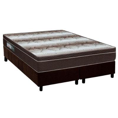 Cama Box Queen: Colchão Ortopédico Ortobom Light Ortopillow + Base CRC Suede Brown(158x198)