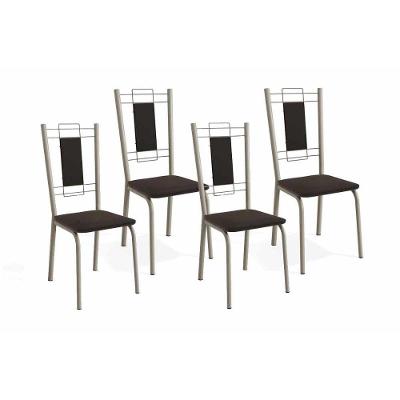 Kit 4 Cadeiras Sala Jantar Florença 4C005  4 Un Níquel/Courano Preto - Kappesberg