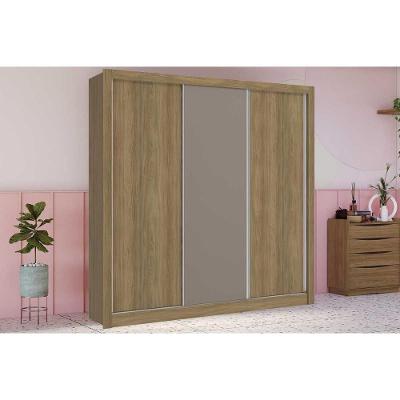 Guarda Roupa Casal 3 Portas de Correr e 2 Gavetas M570 Nogueira/Fendi/Nogueira - Kappesberg
