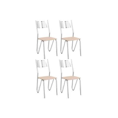 Kit 4 Cadeiras Sala Jantar Nápoles 4C045  4 Un Cromado/Courano Nude - Kappesberg