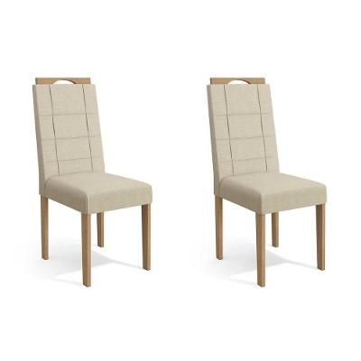 Cadeira Sala de Jantar 2CAD150 Madeira Kit 2 Un Eucalipto/Linho Bege - Kappesberg