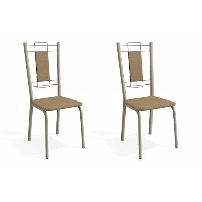 Kit 2 Cadeiras Sala Jantar Florença 2C005NK  2 Un Níquel/Linho Capuccino - Kappesberg