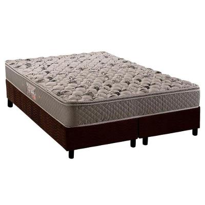 Cama Box Queen: Colchão Espuma Herval AG65 Fort + Base CRC Suede Brown(158x198)