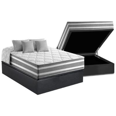 Cama Box Baú Casal: Colchão Molas Anjos Superlastic Duo Sono + Base CRC Suede Gray(138x188)
