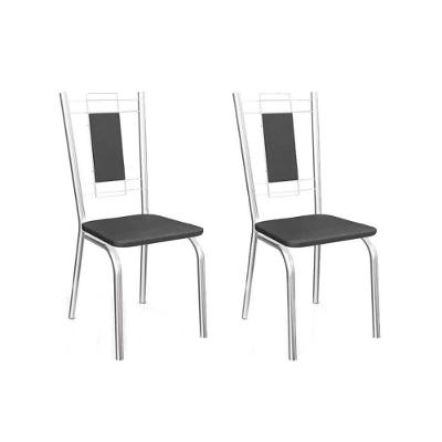 Kit 2 Cadeiras Sala Jantar Florença 2C005  2 Un Cromado/Courano Preto - Kappesberg