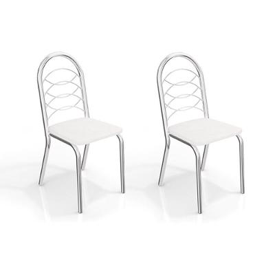 Cadeira Sala de Jantar Holanda 2C009 Kit 2 Un Cromado/Courano Branco - Kappesberg