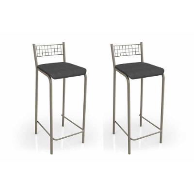 Banqueta Sala de Jantar Gênova 2B705NK Kit 2 Un Níquel/Courano Preto - Kappesberg