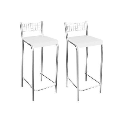 Kit 2 Banquetas Sala Jantar Gênova 1B705CR 2 Un Cromado/Courano Branco - Kappesberg