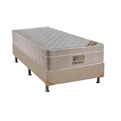 Cama Box Solteiro: Colchão Molas Ensacadas Ortobom SuperPocket Fort Airtech Spring + Base CRC Suede White(88x188)