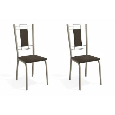 Cadeira Sala de Jantar Florença 2C005NK Kit 2 Un Níquel/Courano Marrom - Kappesberg