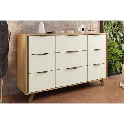 Buffet de Sala Jantar Olimpia 9 Gavetas Amêndoa/Off White - Europa