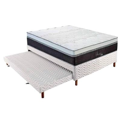 Cama Box c/Auxiliar Casal: Colchão Polar MasterPocket Serenatta 30 + Base CRC Rústico Branco(138x188)