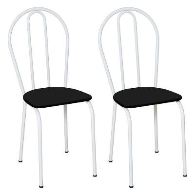 Kit 2 Cadeiras De Cozinha Texas Liso Preto Pés De Ferro Branco - Pallazio