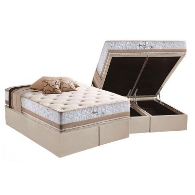Cama Box Baú King: Colchão Molas Herval Maxspring Spain + Base CRC Suede Clean(193x203)