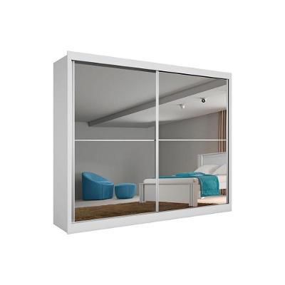 Guarda Roupa Casal 2 Portas de Correr e 4 Gavetas c/ Espelho Verona Plus Branco - Europa