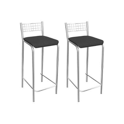 Banqueta Sala de Jantar Gênova 1B705CR 2 Un Cromado/Courano Preto - Kappesberg